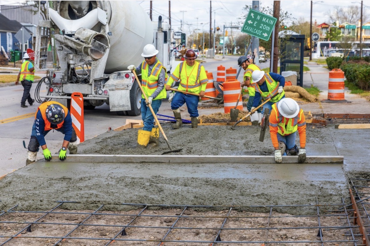 Crew Finishing a Concrete Pour
